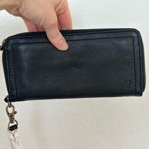 Frye Dark Leather Zip Wallet